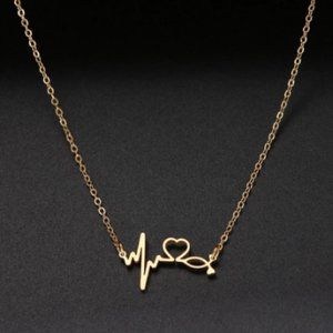 Mini Stethoscope Yellow Plated Heartbeat Necklace
